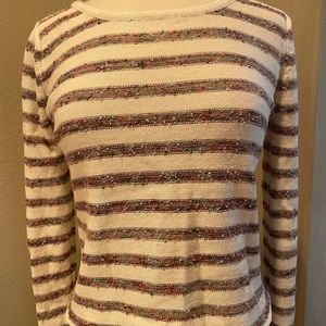 Roxy Size Small cream cropped colorful stripped sweater EUC